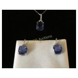 4ct. Tanzanite earrings & matching necklace,