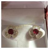 3.48ct. Ruby estate earrings, Sterling Silver
