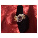 3.01ct. Amethyst pear cut ring, Sterling Silver