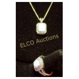 3ct. Opal necklace & 2ct. ring, Sterling Silver