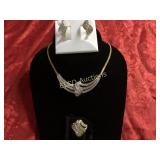 Diamond dinner ring, cluster earrings, & Rolex