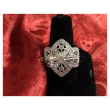 Diamond marquise ring, Sterling Silver, large