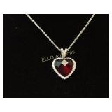 4ct. Ruby sweetheart necklace, Sterling Silver