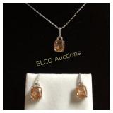 Morganite 6ct.earrings & 4ct. necklace