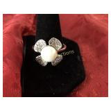 Pearl dinner ring, Sterling Silver