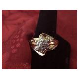 Diamond flower cluster ring