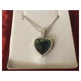 4ct. Emerald sweetheart necklace, Sterling Silver