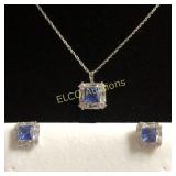 3.68ct. Tanzanite earrings & square cut necklace
