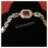 Gemstone tennis bracelet, Sterling Silver