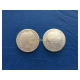 (2) Barber Half Dollars, 1906 D & 1915 S, 90%