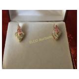 Pink Topaz estate earrings, clip