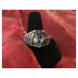 3.05ct. Pear Cut Blue Topaz estate ring, Sterling