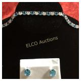 2.80ct. Oval Cut Blue Topaz earrings, Sterling