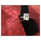 Flawless 3ct, White Sapphire estate ring, Sterling