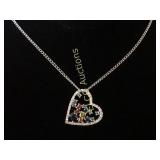 Gemstone heart necklace, Sterling Silver