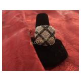 Black & White Topaz evening ring, Sterling Silver