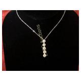 White Sapphire chandelier necklace, Sterling