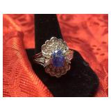 Tanzanite estate ring, Sterling Silver
