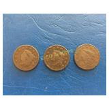 (3) US Large Cents, 1826, 1827, 1830,