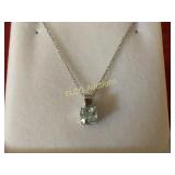 Square cut Blue Topaz necklace, Sterling Silver