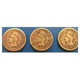 (3) 1859 Indian Head Cents, 1st Year Issue,
