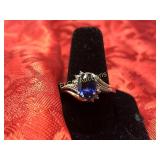 Square cut Tanzanite dinner ring, 10K & Sterling