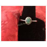 Emerald estate ring, Sterling Silver