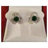 4.20ct. Emerald estate earrings,  Sterling Silver