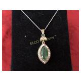 Emerald estate necklace, Sterling Silver