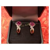 Ruby Diamond earrings, Sterling Silver