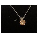 Round cut Yellow Sapphire necklace, Sterling