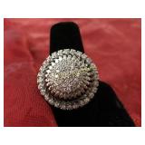 Custom White Sapphire dinner ring, Sterling Silver