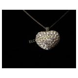 White Sapphire heart necklace, Sterling Silver