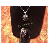 Garnet Diamond earrings & Garnet necklace,