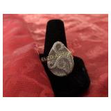 Designer White Sapphire ring, Sterling Silver