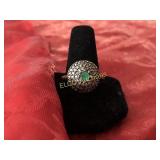 Emerald estate ring, Sterling Silver