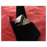 Black & White Topaz dinner ring, Sterling Silver
