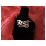 Blue & White ring, Sterling Silver