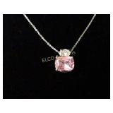 3ct. Pink Sapphire necklace, Sterling Silver