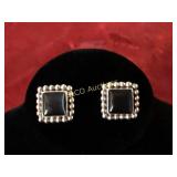 Set of Onyx squared earrings, Sterling Silver