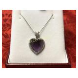4ct. Amethyst sweetheart necklace, Sterling Silver