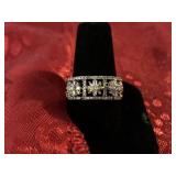 Diamond flower ring band, 14K Gold