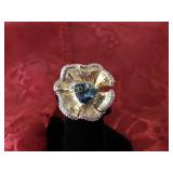 London Blue Topaz designer ring, Sterling Silver
