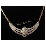 Diamond ribbon swirl estate necklace