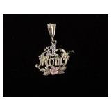 "#1 MOM" Tri gold pendant, White, Yellow, & Rose