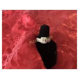 Princess Cut White Diamond wedding set, 14K Gold