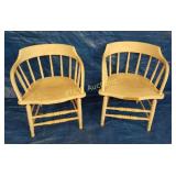 (2) Vintage wooden chairs, barrel style
