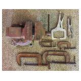 Large table vise w/(4) C clamps