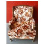 Antique floral pattern accent chair