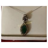 Emerald estate necklace, Sterling Silver